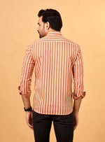 Load image into Gallery viewer, Men’s Cotton Shirt in Peach Leaf Pattern – Sanganeri Print