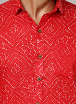 Load image into Gallery viewer, Traditional Bandhani Motif Shirt – Red