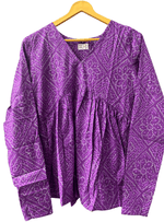 Load image into Gallery viewer, Purple Bandhej Peplum Top