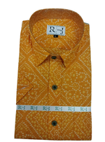 Load image into Gallery viewer, Traditional Bandhani Motif Half Sleeves Shirt – Haldi Color