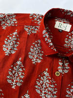 Load image into Gallery viewer, Men’s Rust Boota Print Shirt – Traditional Block Print Cotton