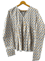 Load image into Gallery viewer, Striped Leheriya Green Peplum Top