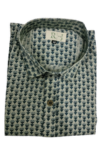 Load image into Gallery viewer, Men's Blue Floral Print Cotton Shirt