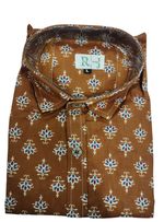 Load image into Gallery viewer, Stylish Men's Mustard Buta Print Cotton Shirt