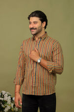 Load image into Gallery viewer, Rangat Jaipur Multicolor Sanganeri Striped Cotton Shirt for Men