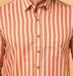 Load image into Gallery viewer, Men’s Cotton Shirt in Peach Leaf Pattern – Sanganeri Print