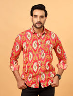 Load image into Gallery viewer, Pink Jaipuri Paisley Printed Cotton Shirt for Men