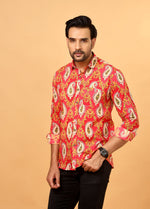 Load image into Gallery viewer, Pink Jaipuri Paisley Printed Cotton Shirt for Men