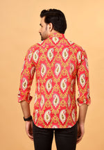 Load image into Gallery viewer, Pink Jaipuri Paisley Printed Cotton Shirt for Men