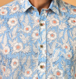 Load image into Gallery viewer, Men's Blue and White Floral Printed Cotton Shirt
