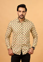 Load image into Gallery viewer, Yellow Floral Printed Cotton Shirt for Men – Casual Everyday Wear