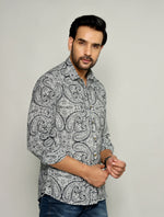 Load image into Gallery viewer, Classic Ajrakh Style – Black & White Printed Shirt