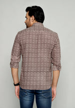 Load image into Gallery viewer, Men's Checked Shirt with Brown Tones - Classic Casual Style
