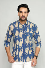 Load image into Gallery viewer, Stylish Blue Shirt with Artistic Animal Pattern