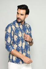 Load image into Gallery viewer, Stylish Blue Shirt with Artistic Animal Pattern