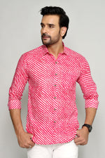 Load image into Gallery viewer, Rajasthan Lahriya Pink Print Shirt – Handcrafted