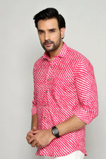Load image into Gallery viewer, Rajasthan Lahriya Pink Print Shirt – Handcrafted