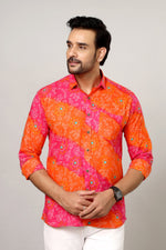 Load image into Gallery viewer, Rangdeep – Red Bandhani Printed Cotton Shirt