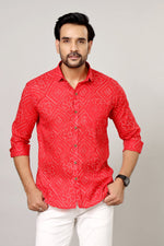 Load image into Gallery viewer, Traditional Bandhani Motif Shirt – Red