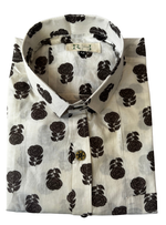 Load image into Gallery viewer, Black Rose Motif Premium Handblock Shirt – 100% Cotton