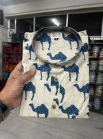 Load image into Gallery viewer, Camel Print Short Kurta for Men – Ethnic Cotton Kurta