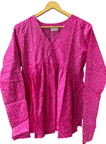 Load image into Gallery viewer, Pink Bandhani Peplum Top