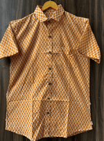 Load image into Gallery viewer, Rajasthani Handcrafted Shirt – Orange and White Ethnic Print