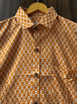 Load image into Gallery viewer, Rajasthani Handcrafted Shirt – Orange and White Ethnic Print