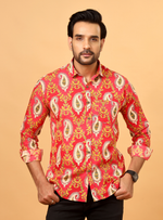 Load image into Gallery viewer, Pink Jaipuri Paisley Printed Cotton Shirt for Men