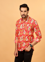 Load image into Gallery viewer, Pink Jaipuri Paisley Printed Cotton Shirt for Men