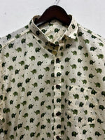 Load image into Gallery viewer, Olive Green Elephant Print Shirt – Men’s Ethnic Cotton Shirt