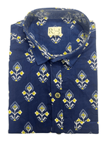 Load image into Gallery viewer, Royal Blue Phool Shirt – Rajasthani Handblock Cotton