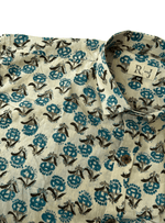 Load image into Gallery viewer, Beige & Blue Sanganeri Handblock Cotton Shirt