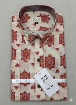 Load image into Gallery viewer, Traditional Handblock Cotton Shirt – Block Printed Turtle Design