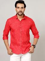 Load image into Gallery viewer, Traditional Bandhani Motif Shirt – Red