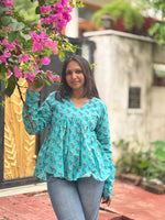 Load image into Gallery viewer, Sky Floral Printed Peplum For Women
