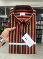 Load image into Gallery viewer, Men’s Cotton Shirt in Strip Pattern – Sanganeri Print