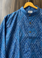 Load image into Gallery viewer, Traditional Bandhani Motif Short Kurta – Royal Blue