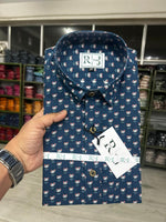 Load image into Gallery viewer, Handcrafted Indigo Buti Print Cotton Shirt for Men – Navy Blue