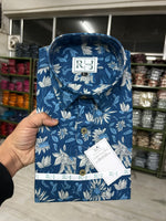 Load image into Gallery viewer, Indigo Blue Floral Printed Cotton Shirt for Men – Rangat Jaipur
