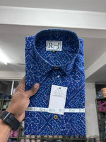 Load image into Gallery viewer, Premium Blue Bandhani Print Cotton Shirt | Traditional Rajasthani Design