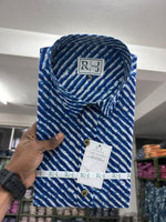 Load image into Gallery viewer, Rajasthan Lahriya Royal Blue Print Shirt – Handcrafted