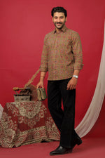 Load image into Gallery viewer, Rangat Jaipur Brown Ajrakh Print Cotton Shirt for Men – Premium Casual Wear