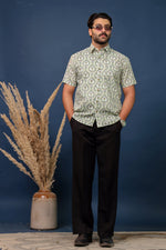 Load image into Gallery viewer, Men’s Green Paisley Hand Block Printed Cotton Shirt