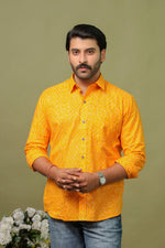 Load image into Gallery viewer, Traditional Bandhani Motif Shirt – Haldi Color