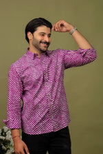 Load image into Gallery viewer, Rajasthan Lahriya Purple Print Shirt – Handcrafted