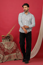 Load image into Gallery viewer, Premium Mint Green Printed Casual Shirt for Men