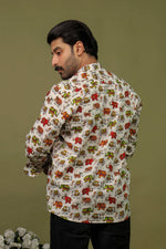 Load image into Gallery viewer, Men’s White Elephant Printed Kurta