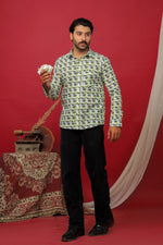 Load image into Gallery viewer, Sanganeri Horses Printed Shirt - White