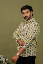 Load image into Gallery viewer, White Owl Pattern Printed Shirt for Men – Premium Cotton